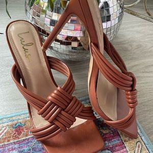 Brown heels with knot detail